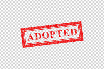 Vector realistic isolated Adopted red rubber stamp logo for template decoration on the transparent background.