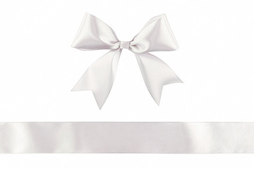 White ribbon bow isolated on white background