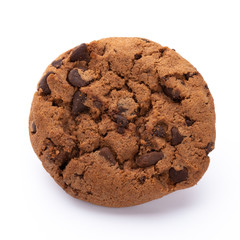 Chocolate chip cookies isolated on white background. Sweet biscuits. Homemade pastry.