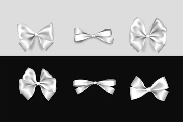 Holiday satin gift bow knot ribbon white