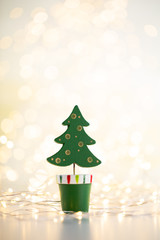 Christmas bokeh background with decorative star.