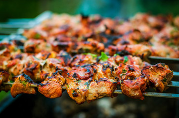 barbecue pork on the grill