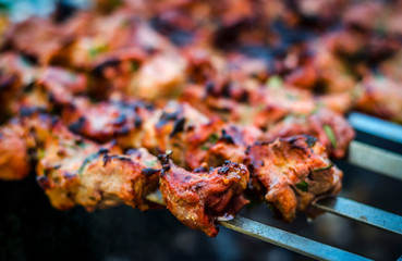 barbecue pork on the grill