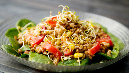 Summer Salad. Lentils and tomato.