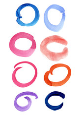 Obraz premium set of bright multi-colored brush strokes watercolor paint on a white background