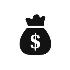 Money bag icon isolated on white background. Vector illustration.