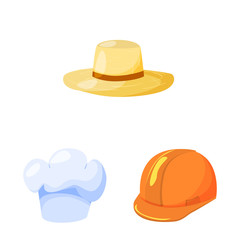 Vector illustration of headgear and napper icon. Set of headgear and helmet stock vector illustration.