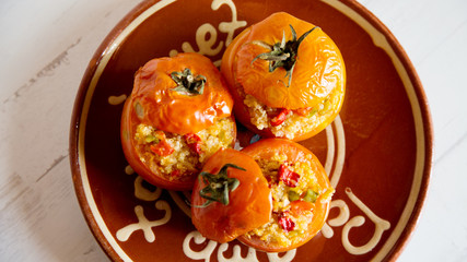 Stuffed tomatoes, vegetarian dish.
