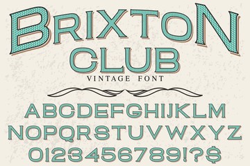 Naklejka premium Vintage typeface Font handcrafted vector named vintage brixton club