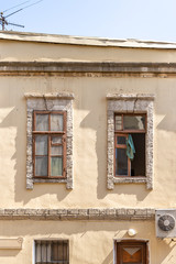 Windows on the wall of the old house