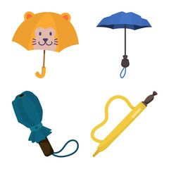 Vector design of umbrella and rain symbol. Set of umbrella and weather stock symbol for web.