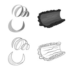 Vector design of tree and raw logo. Set of tree and construction stock symbol for web.