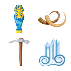 Fototapeta premium Vector illustration of archaeology and historical logo. Collection of archaeology and excavation vector icon for stock.