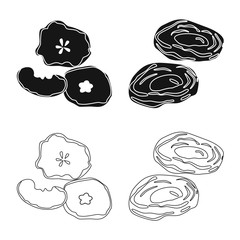 Vector illustration of food and raw logo. Collection of food and nature stock vector illustration.