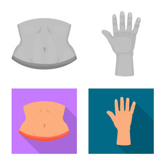 Isolated object of body and part logo. Collection of body and anatomy vector icon for stock.