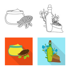 Vector illustration of healthy and vegetable logo. Collection of healthy and agriculture stock symbol for web.