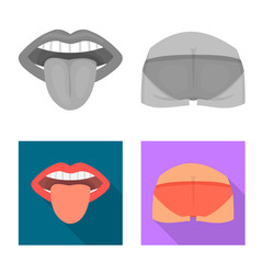 Isolated object of body and part icon. Collection of body and anatomy stock vector illustration.