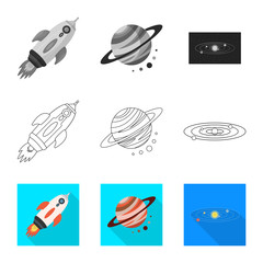 Isolated object of astronomy and technology icon. Collection of astronomy and sky stock symbol for web.