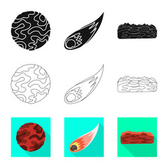 Vector design of astronomy and technology icon. Set of astronomy and sky vector icon for stock.