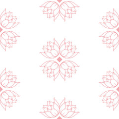Vector Geometry and Water Lilies Lineart seamless pattern background. Perfect for fabric, wallpaper and scrapbooking projects.