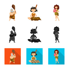 Vector illustration of evolution and prehistory icon. Collection of evolution and development stock symbol for web.