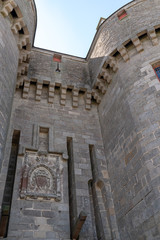 detail of the castle tower Guérande in Brittany France