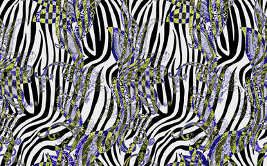 Zebra pattern silk scarf design fashion textile