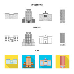 Isolated object of municipal and center symbol. Set of municipal and estate stock vector illustration.