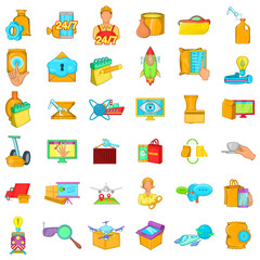 Modern mail icons set. Cartoon set of 36 modern mail vector icons for web isolated on white background