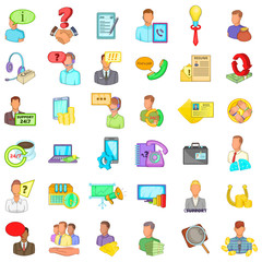 Business support icons set. Cartoon set of 36 business support vector icons for web isolated on white background