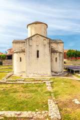 Fototapeta na wymiar Church of the Holy Cross in Nin town in the Zadar County of Croatia, Europe.