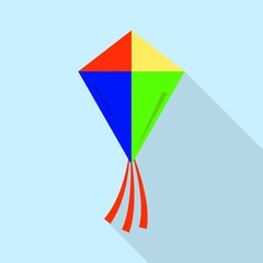 Beach colorful kite icon. Flat illustration of beach colorful kite vector icon for web design