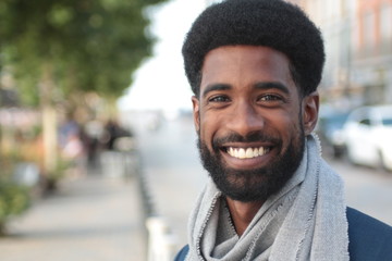 Beautiful happy man outside