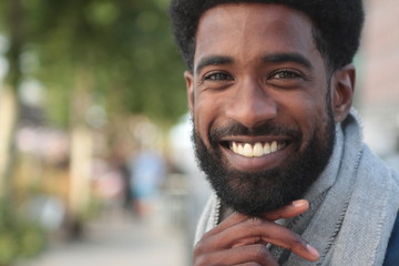 Beautiful happy man outside