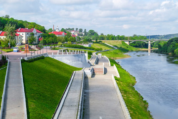Smolensk, Russia - May, 26, 2019: landscape with the image of the embankment of the Dnieper River in the city of Smolensk, Russia