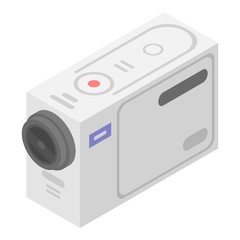 White action camera icon. Isometric of white action camera vector icon for web design isolated on white background