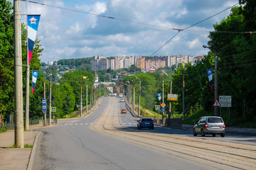 Fototapeta na wymiar Smolensk, Russia - May, 26, 2019: Image of highway in Smolensk, Russia