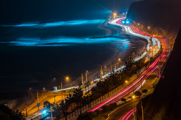 traffic in the city at night