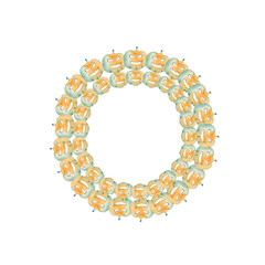 Obraz premium Halloween Pumpkins on white background. watercolor illustration. Round frame