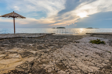 Scenic view of beautiful sunset above the Adriatic sea, Croatia