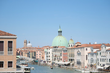 Fototapeta na wymiar Venice, Italy - July, 07, 2019: cityscape with the image of channel in Venice, Italy