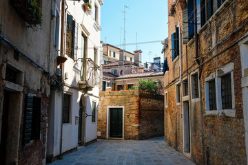 Venice, Italy - July, 11, 2019: dwelling houses in a center of Venice, Italy