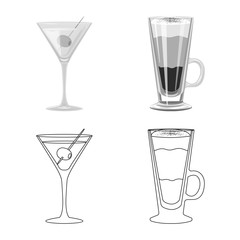 Vector design of liquor and restaurant icon. Set of liquor and ingredient stock symbol for web.