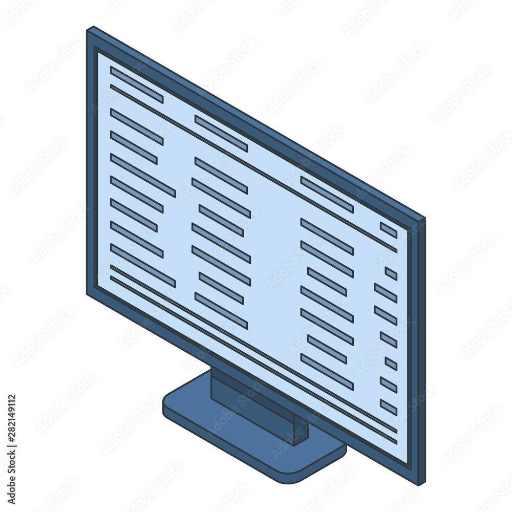 Poster computer monitor icon. isometric of computer monitor vector icon for web design isolated on white ba