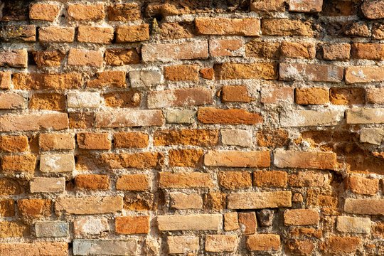 Background of old vintage dirty brick wall