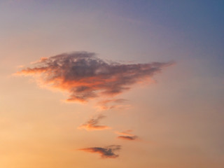 Cloud. Pink cloud at dawn. Beautiful summer sunset.