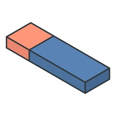 Red blue eraser icon. Isometric of red blue eraser vector icon for web design isolated on white background