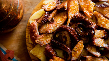 Galician octopus spanish tapas.