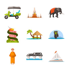 Obraz premium Vector design of thailand and travel sign. Collection of thailand and culture stock vector illustration.