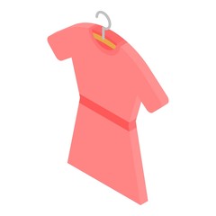Red dress on hanger icon. Isometric of red dress on hanger vector icon for web design isolated on white background